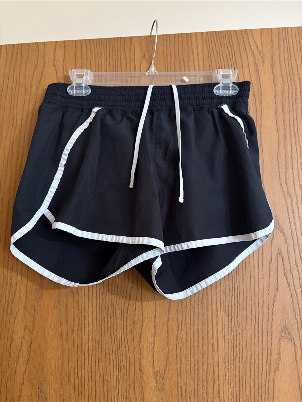 Women’s Black Athletic Shorts with White Piping - Lightweight Running Shorts